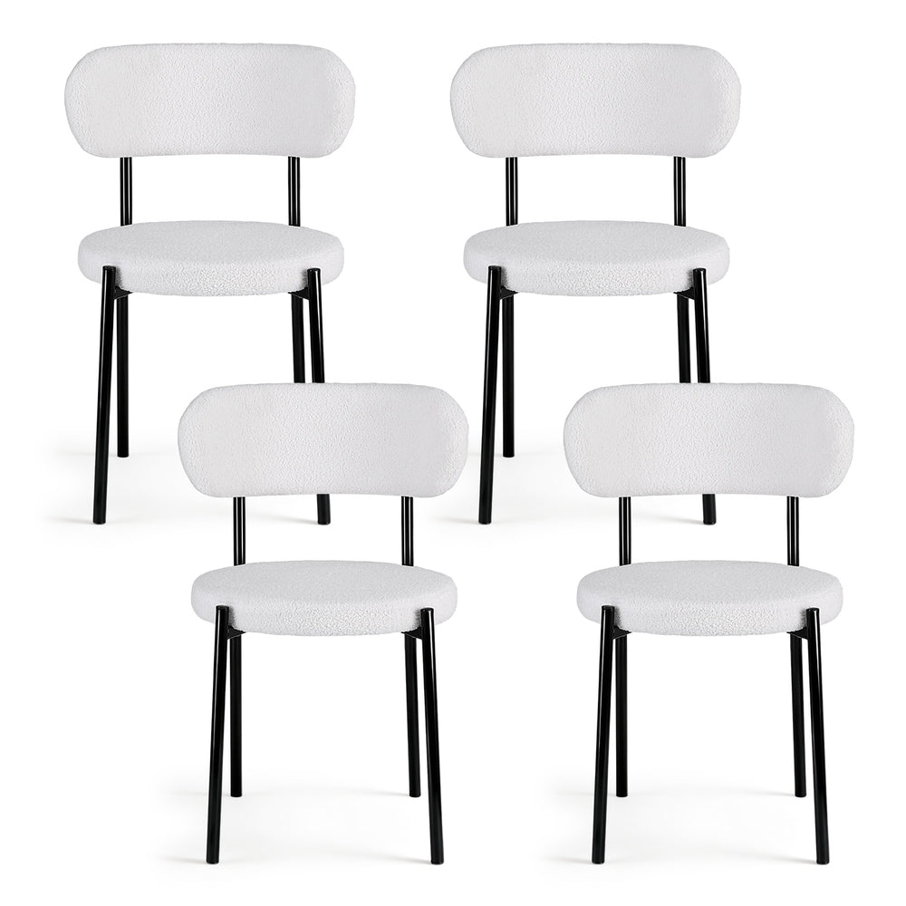 Artiss Dining Chairs Set of 4 Sherpa Boucle White DINC-B-W01-WHX4