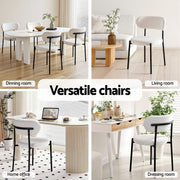 Artiss Dining Chairs Set of 4 Sherpa Boucle White DINC-B-W01-WHX4