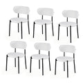 Artiss Dining Chairs Set of 6 Sherpa Boucle White DINC-B-W01-WHX6
