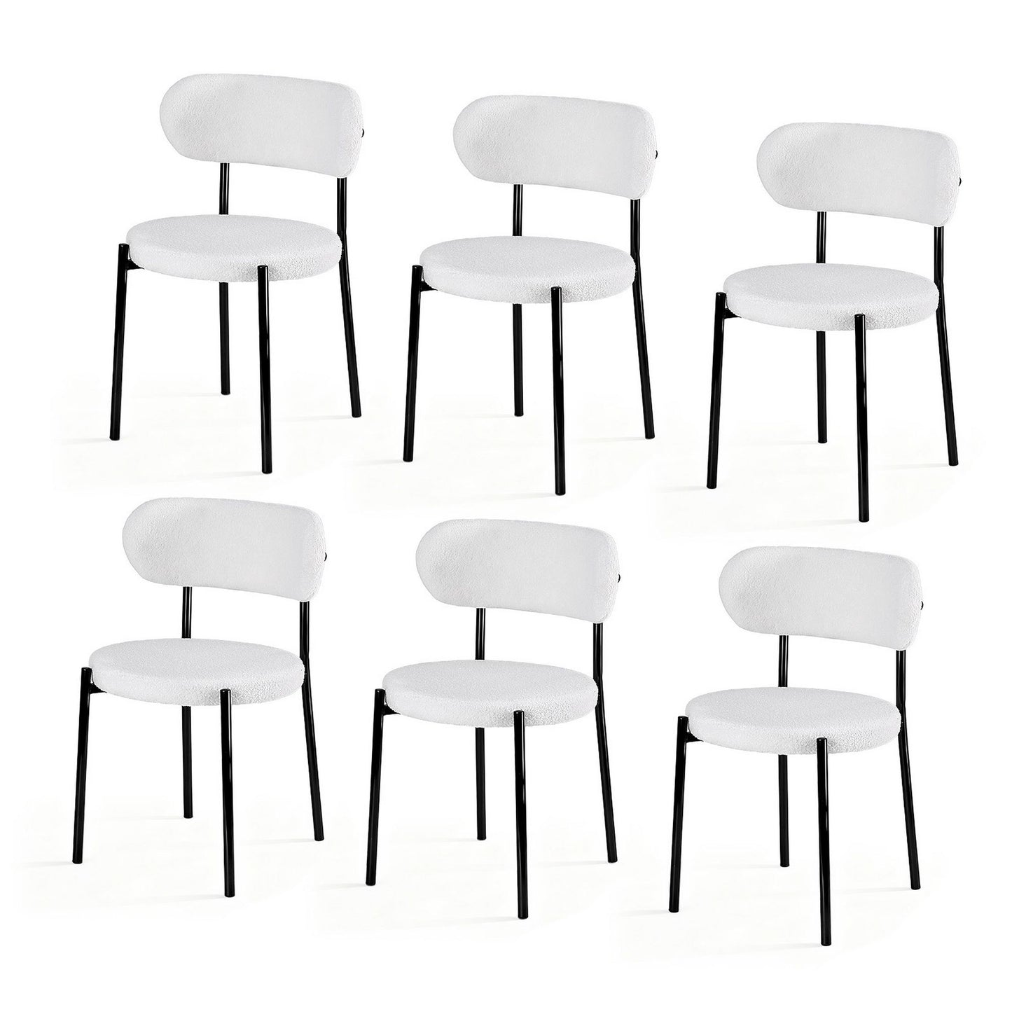 Artiss Dining Chairs Set of 6 Sherpa Boucle White DINC-B-W01-WHX6