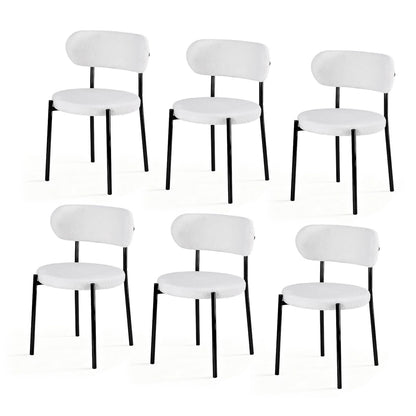 Artiss Dining Chairs Set of 6 Sherpa Boucle White DINC-B-W01-WHX6