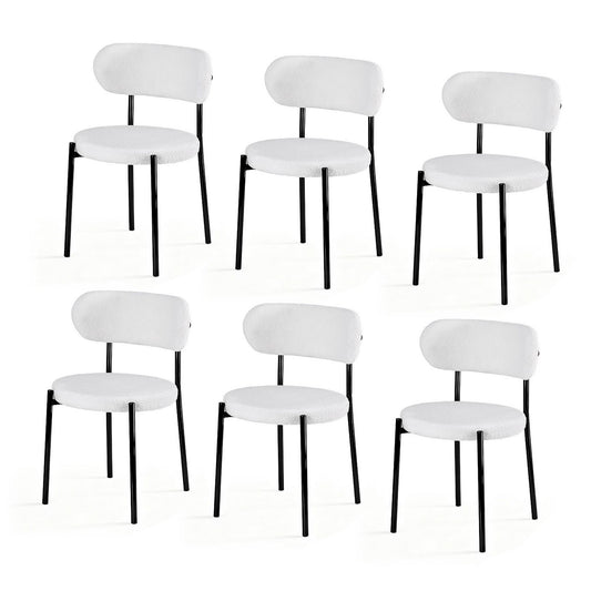 Artiss Dining Chairs Set of 6 Sherpa Boucle White DINC-B-W01-WHX6