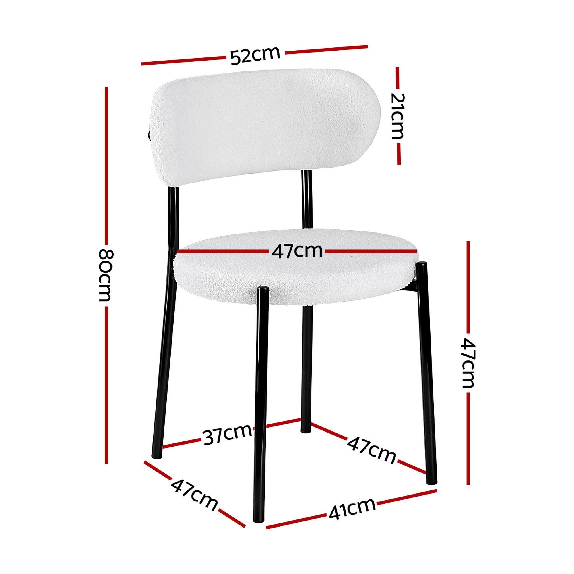Artiss Dining Chairs Set of 6 Sherpa Boucle White DINC-B-W01-WHX6