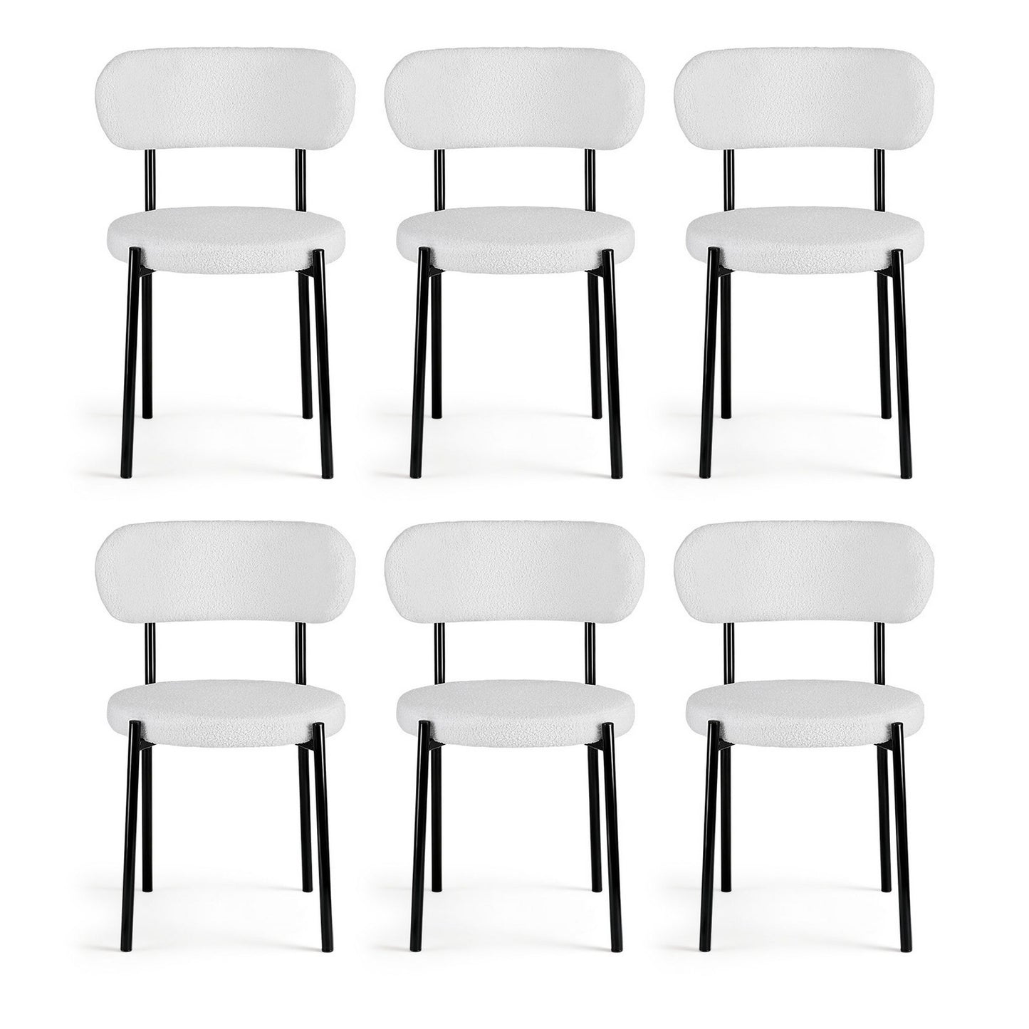 Artiss Dining Chairs Set of 6 Sherpa Boucle White DINC-B-W01-WHX6