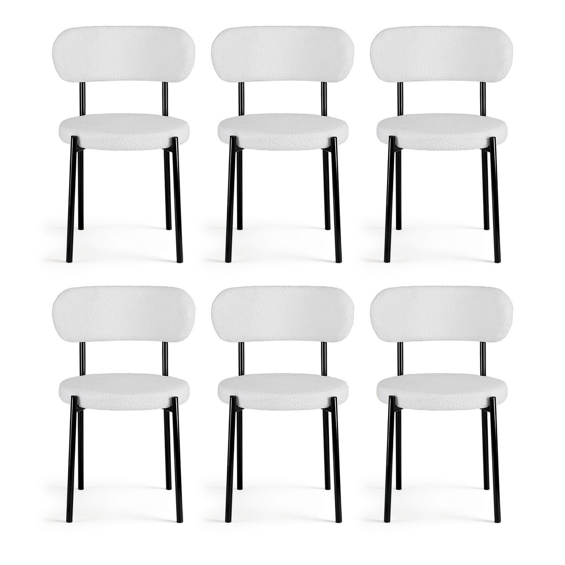 Artiss Dining Chairs Set of 6 Sherpa Boucle White DINC-B-W01-WHX6