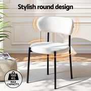 Artiss Dining Chairs Set of 6 Sherpa Boucle White DINC-B-W01-WHX6