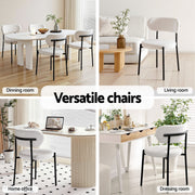 Artiss Dining Chairs Set of 6 Sherpa Boucle White DINC-B-W01-WHX6