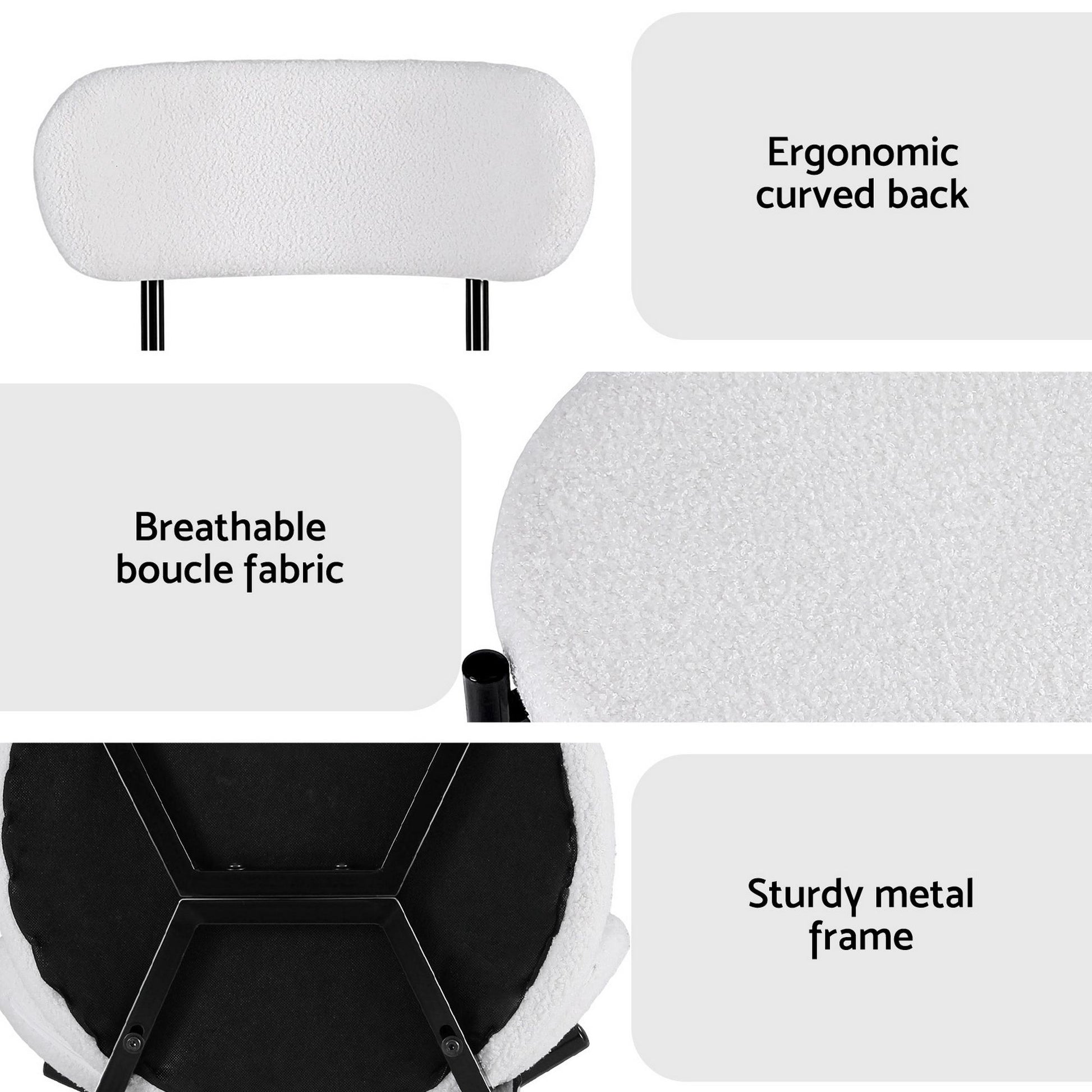 Artiss Dining Chairs Set of 6 Sherpa Boucle White DINC-B-W01-WHX6