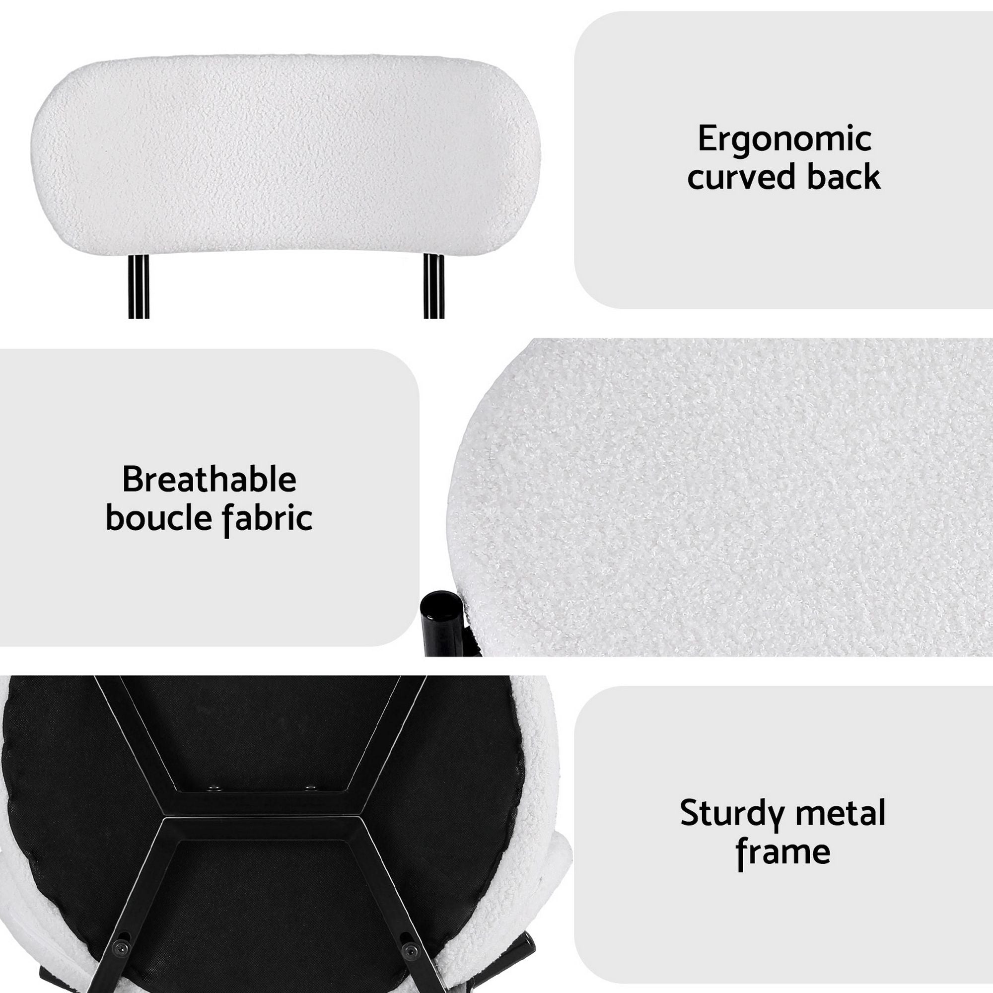 Artiss Dining Chairs Set of 6 Sherpa Boucle White DINC-B-W01-WHX6