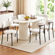Artiss Dining Chairs Set of 6 Sherpa Boucle White DINC-B-W01-WHX6