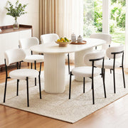 Artiss Dining Chairs Set of 6 Sherpa Boucle White DINC-B-W01-WHX6