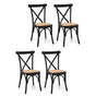 Artiss 4x Dining Chairs Rattan Wooden Kitchen Accent Chair Cafe Lounge Rubber Wood DINC-G-RA-BKX4