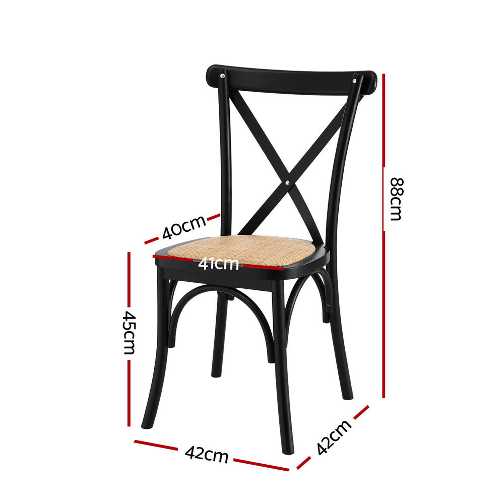 Artiss 4x Dining Chairs Rattan Wooden Kitchen Accent Chair Cafe Lounge Rubber Wood DINC-G-RA-BKX4