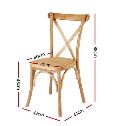Artiss 4x Dining Chairs Rattan Wooden Kitchen Accent Chair Cafe Lounge Rubber Wood DINC-G-RA-NTX4