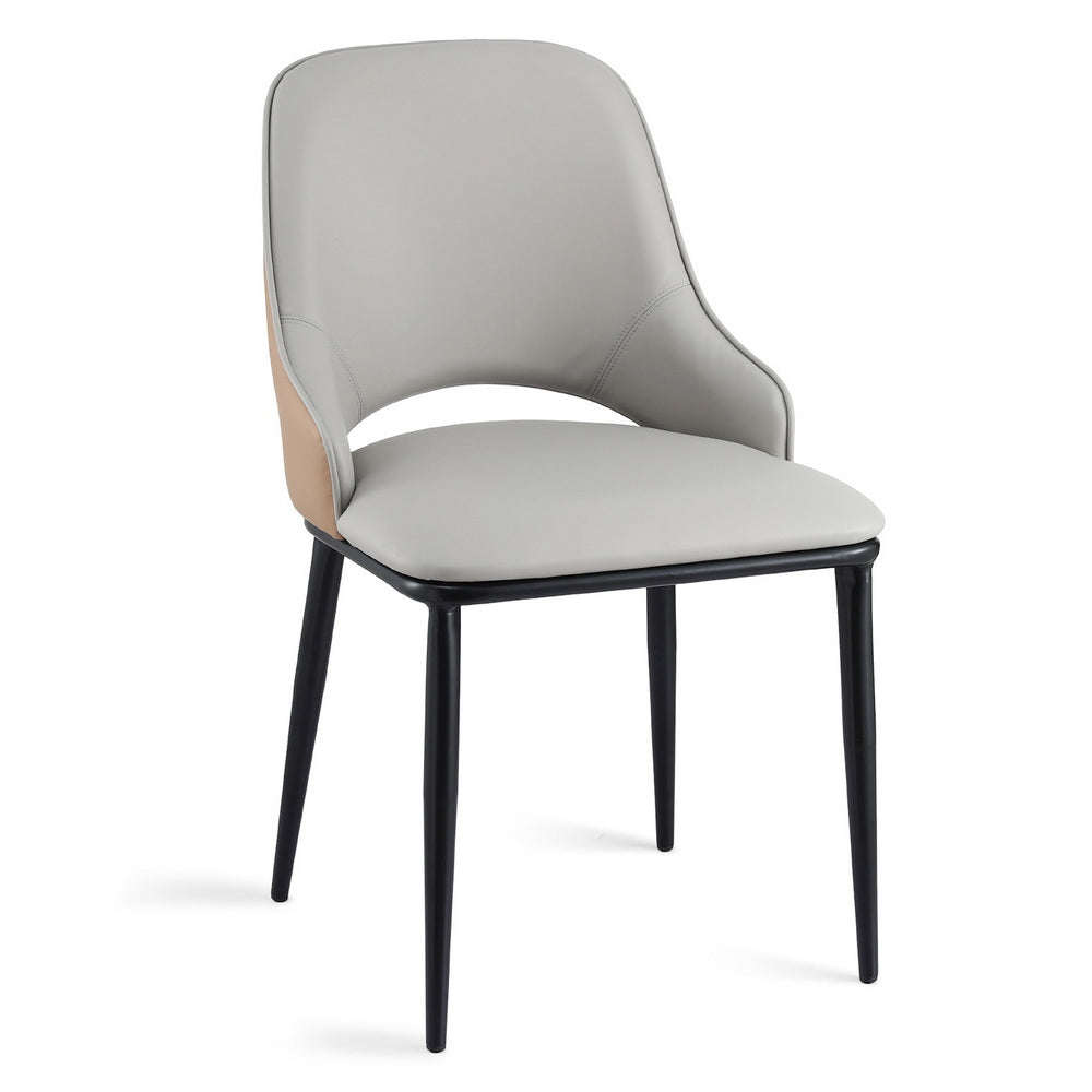 Artiss 1x Dining Chair Hollow PU Leather Kitchen Lounge Cafe Accent Chairs Grey DINC-K-1024-BG