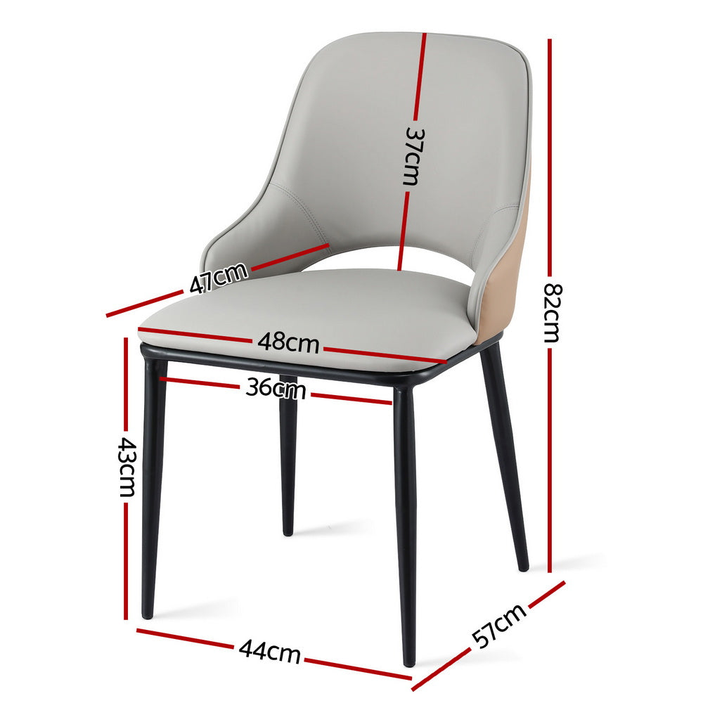 Artiss 1x Dining Chair Hollow PU Leather Kitchen Lounge Cafe Accent Chairs Grey DINC-K-1024-BG