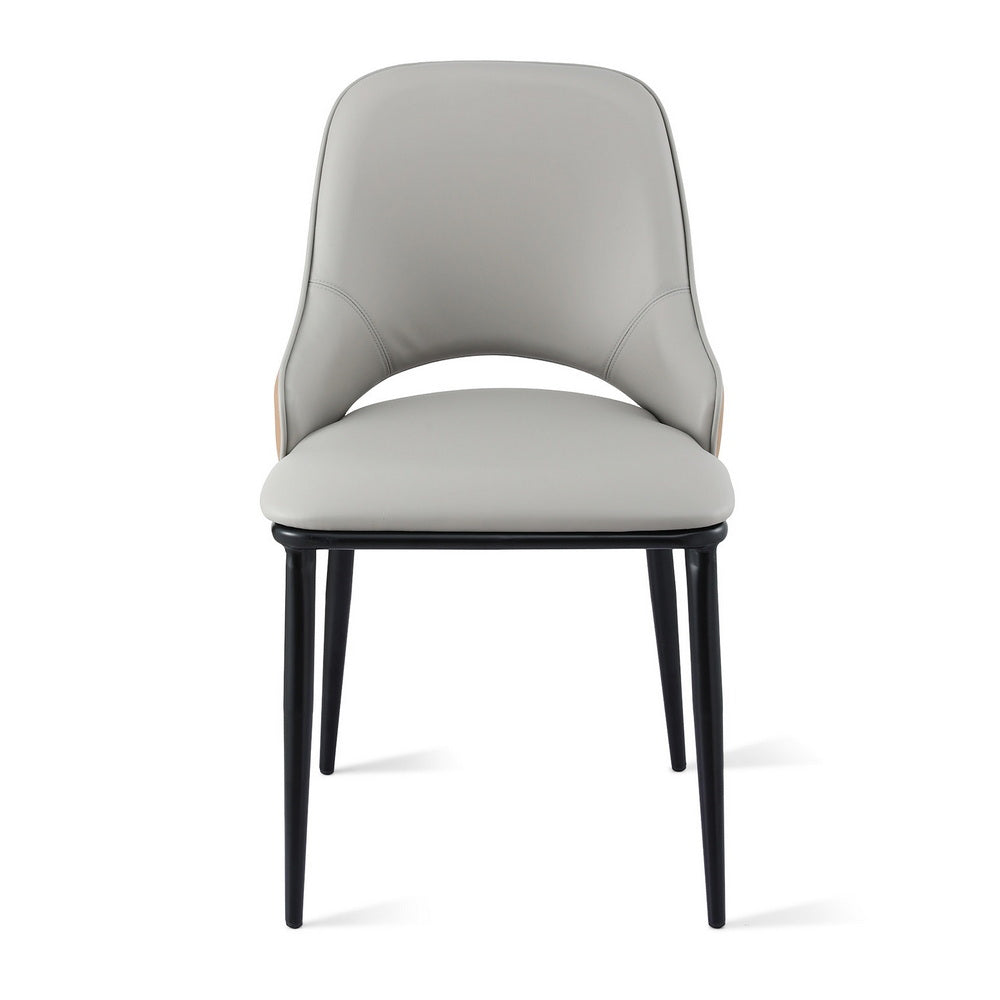 Artiss 1x Dining Chair Hollow PU Leather Kitchen Lounge Cafe Accent Chairs Grey DINC-K-1024-BG