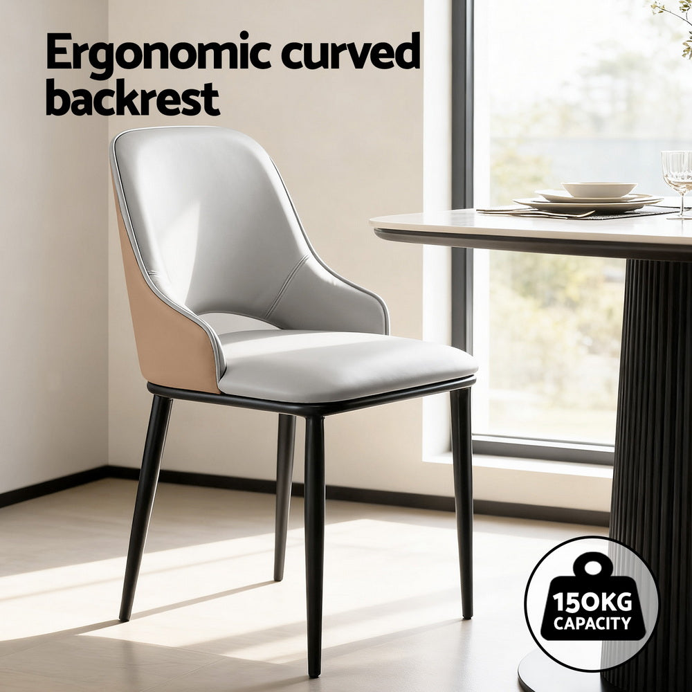 Artiss 1x Dining Chair Hollow PU Leather Kitchen Lounge Cafe Accent Chairs Grey DINC-K-1024-BG