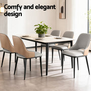 Artiss 1x Dining Chair Hollow PU Leather Kitchen Lounge Cafe Accent Chairs Grey DINC-K-1024-BG