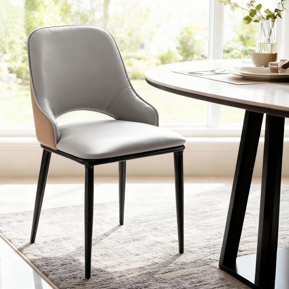 Artiss 1x Dining Chair Hollow PU Leather Kitchen Lounge Cafe Accent Chairs Grey DINC-K-1024-BG