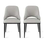 Artiss 2x Dining Chairs Hollow PU Leather Kitchen Lounge Cafe Accent Chair Grey DINC-K-1024-BGX2