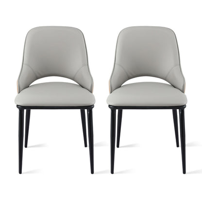 Artiss 2x Dining Chairs Hollow PU Leather Kitchen Lounge Cafe Accent Chair Grey DINC-K-1024-BGX2