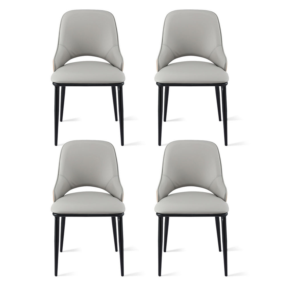 Artiss 4x Dining Chairs Hollow PU Leather Kitchen Lounge Cafe Accent Chair Grey DINC-K-1024-BGX4
