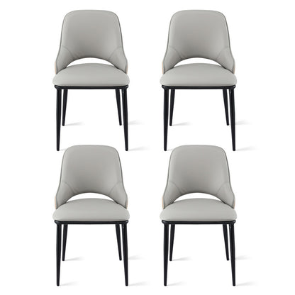 Artiss 4x Dining Chairs Hollow PU Leather Kitchen Lounge Cafe Accent Chair Grey DINC-K-1024-BGX4
