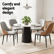Artiss 4x Dining Chairs Hollow PU Leather Kitchen Lounge Cafe Accent Chair Grey DINC-K-1024-BGX4