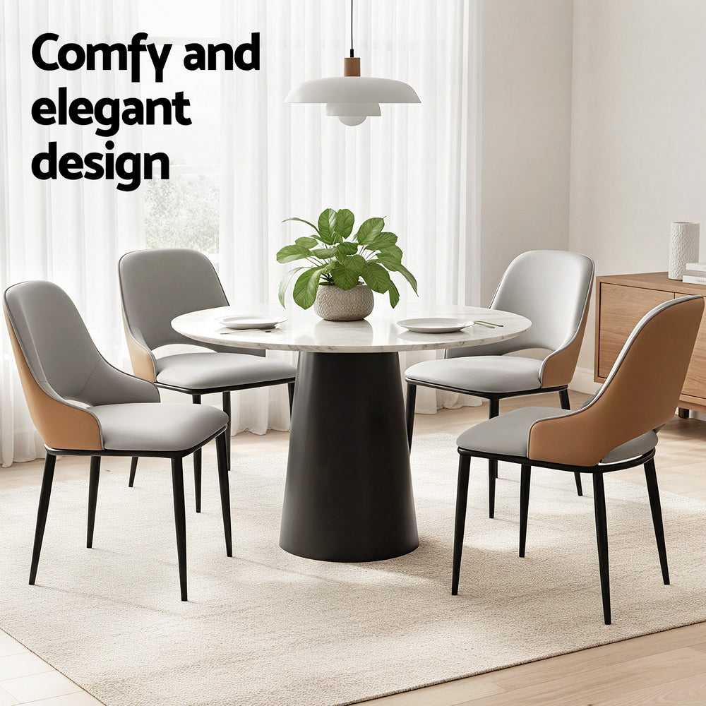 Artiss 4x Dining Chairs Hollow PU Leather Kitchen Lounge Cafe Accent Chair Grey DINC-K-1024-BGX4