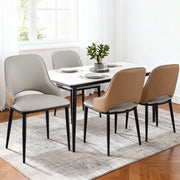 Artiss 4x Dining Chairs Hollow PU Leather Kitchen Lounge Cafe Accent Chair Grey DINC-K-1024-BGX4