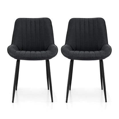 Artiss 2x Dining Chairs Retro PU Leather Kitchen Lounge Cafe Accent Chair Black DINC-K-2602-BKX2