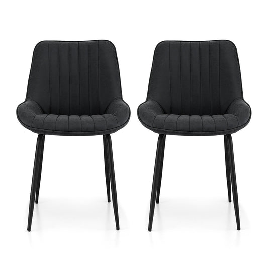 Artiss 2x Dining Chairs Retro PU Leather Kitchen Lounge Cafe Accent Chair Black DINC-K-2602-BKX2