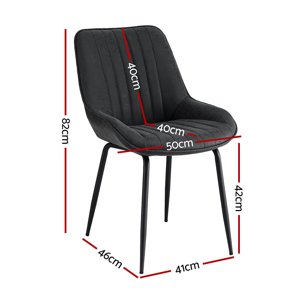 Artiss 2x Dining Chairs Retro PU Leather Kitchen Lounge Cafe Accent Chair Black DINC-K-2602-BKX2