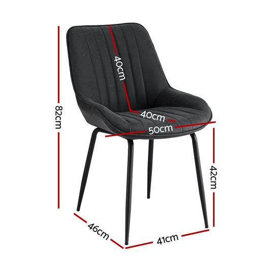 Artiss 2x Dining Chairs Retro PU Leather Kitchen Lounge Cafe Accent Chair Black DINC-K-2602-BKX2