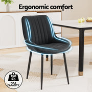 Artiss 2x Dining Chairs Retro PU Leather Kitchen Lounge Cafe Accent Chair Black DINC-K-2602-BKX2