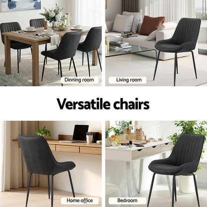 Artiss 2x Dining Chairs Retro PU Leather Kitchen Lounge Cafe Accent Chair Black DINC-K-2602-BKX2
