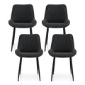 Artiss 4x Dining Chairs Retro PU Leather Kitchen Lounge Cafe Accent Chair Black DINC-K-2602-BKX4