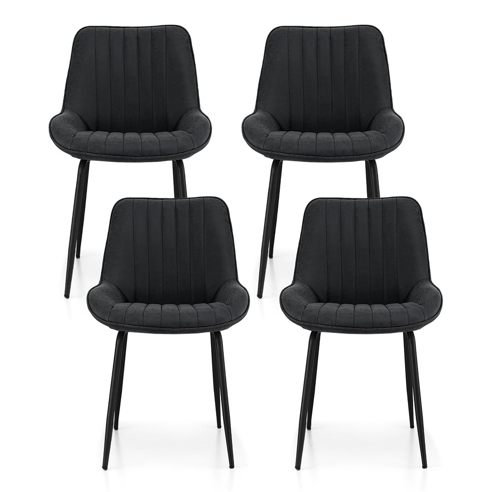 Artiss 4x Dining Chairs Retro PU Leather Kitchen Lounge Cafe Accent Chair Black DINC-K-2602-BKX4