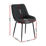 Artiss 4x Dining Chairs Retro PU Leather Kitchen Lounge Cafe Accent Chair Black DINC-K-2602-BKX4