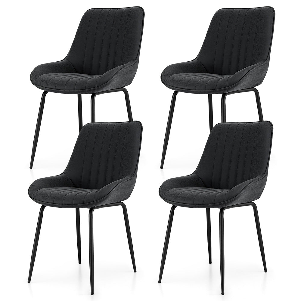 Artiss 4x Dining Chairs Retro PU Leather Kitchen Lounge Cafe Accent Chair Black DINC-K-2602-BKX4