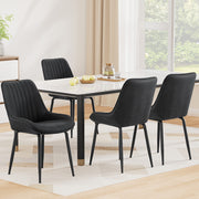 Artiss 4x Dining Chairs Retro PU Leather Kitchen Lounge Cafe Accent Chair Black DINC-K-2602-BKX4