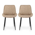 Artiss 2x Dining Chairs Retro PU Leather Kitchen Lounge Cafe Accent Chair Khaki DINC-K-2602-BRX2