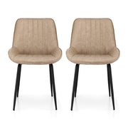 Artiss 2x Dining Chairs Retro PU Leather Kitchen Lounge Cafe Accent Chair Khaki DINC-K-2602-BRX2