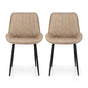 Artiss 2x Dining Chairs Retro PU Leather Kitchen Lounge Cafe Accent Chair Khaki DINC-K-2602-BRX2