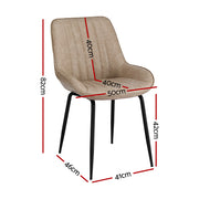 Artiss 2x Dining Chairs Retro PU Leather Kitchen Lounge Cafe Accent Chair Khaki DINC-K-2602-BRX2