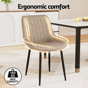 Artiss 2x Dining Chairs Retro PU Leather Kitchen Lounge Cafe Accent Chair Khaki DINC-K-2602-BRX2