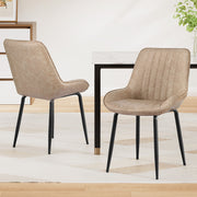 Artiss 2x Dining Chairs Retro PU Leather Kitchen Lounge Cafe Accent Chair Khaki DINC-K-2602-BRX2