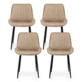 Artiss 4x Dining Chairs Retro PU Leather Kitchen Lounge Cafe Accent Chair Khaki DINC-K-2602-BRX4