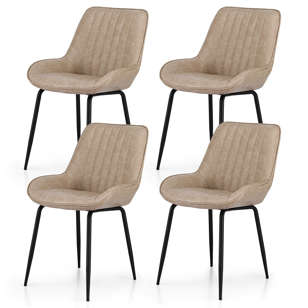 Artiss 4x Dining Chairs Retro PU Leather Kitchen Lounge Cafe Accent Chair Khaki DINC-K-2602-BRX4